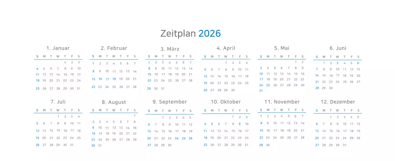 Blauer moderner Kalender Corporate Promotions