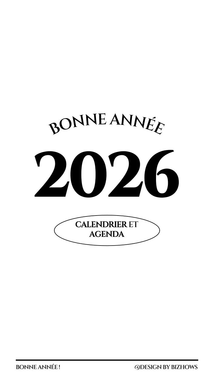 Calendrier simple avec un concept de photographie de voyage émotionnel en noir et blanc