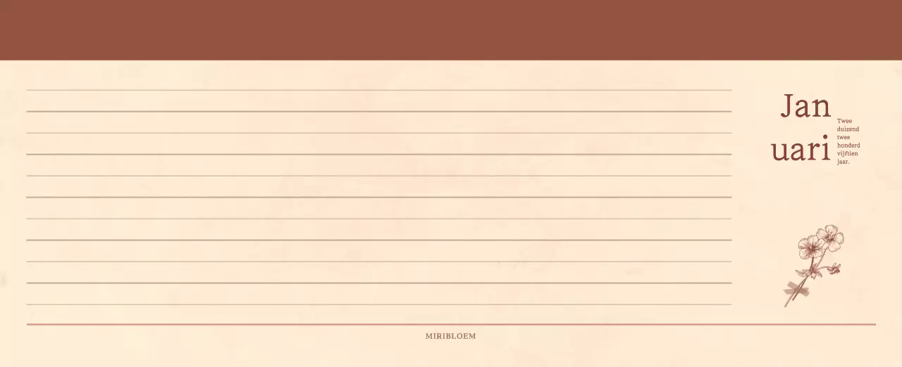 Een sentimentele bloemenkalender in lichtbruin en bruin wollen papierconcept