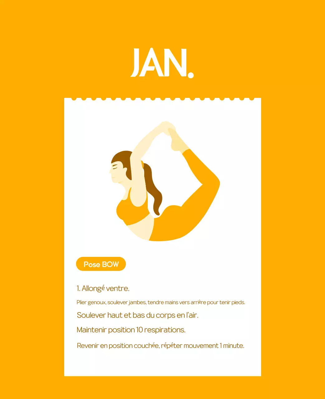 Calendrier promotionnel de yoga minimaliste orange