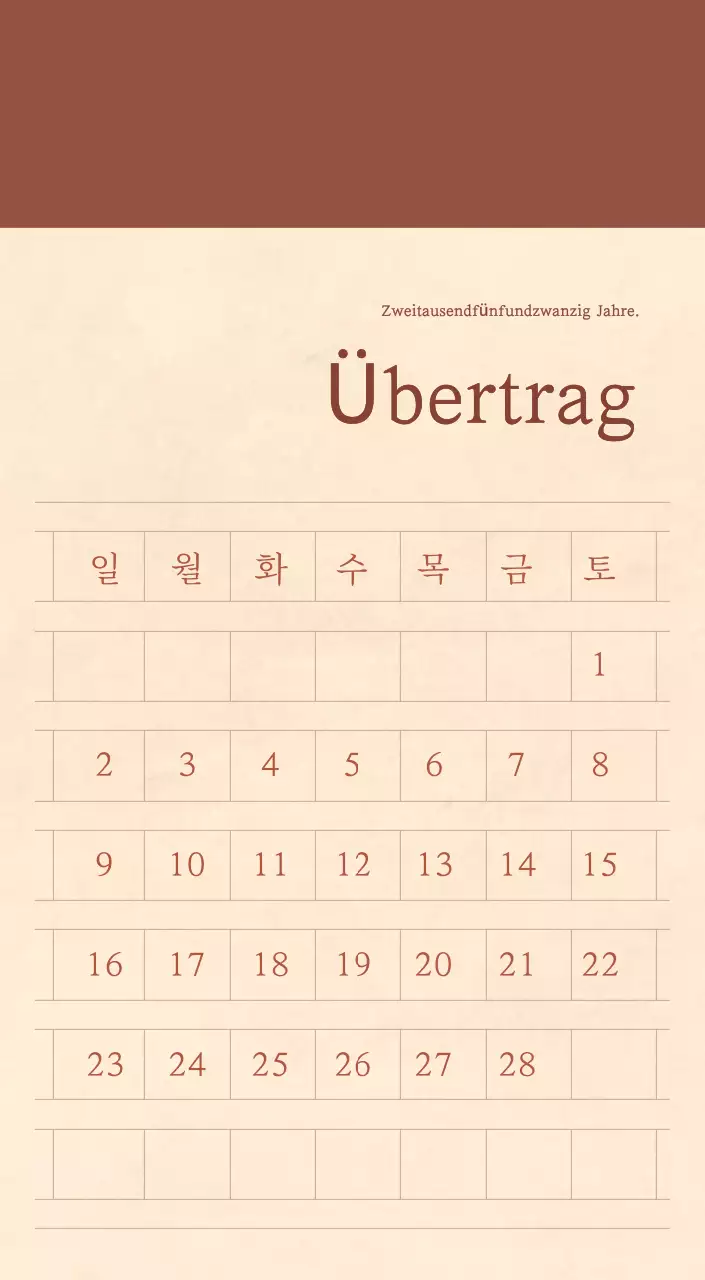 Ein sentimentaler Blumenkalender in hellbraunem und braunem Wollpapierkonzept