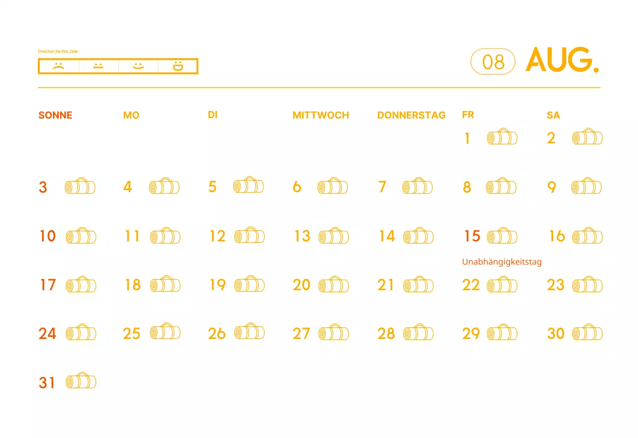 Orange Minimalistischer Yoga-Aktionskalender