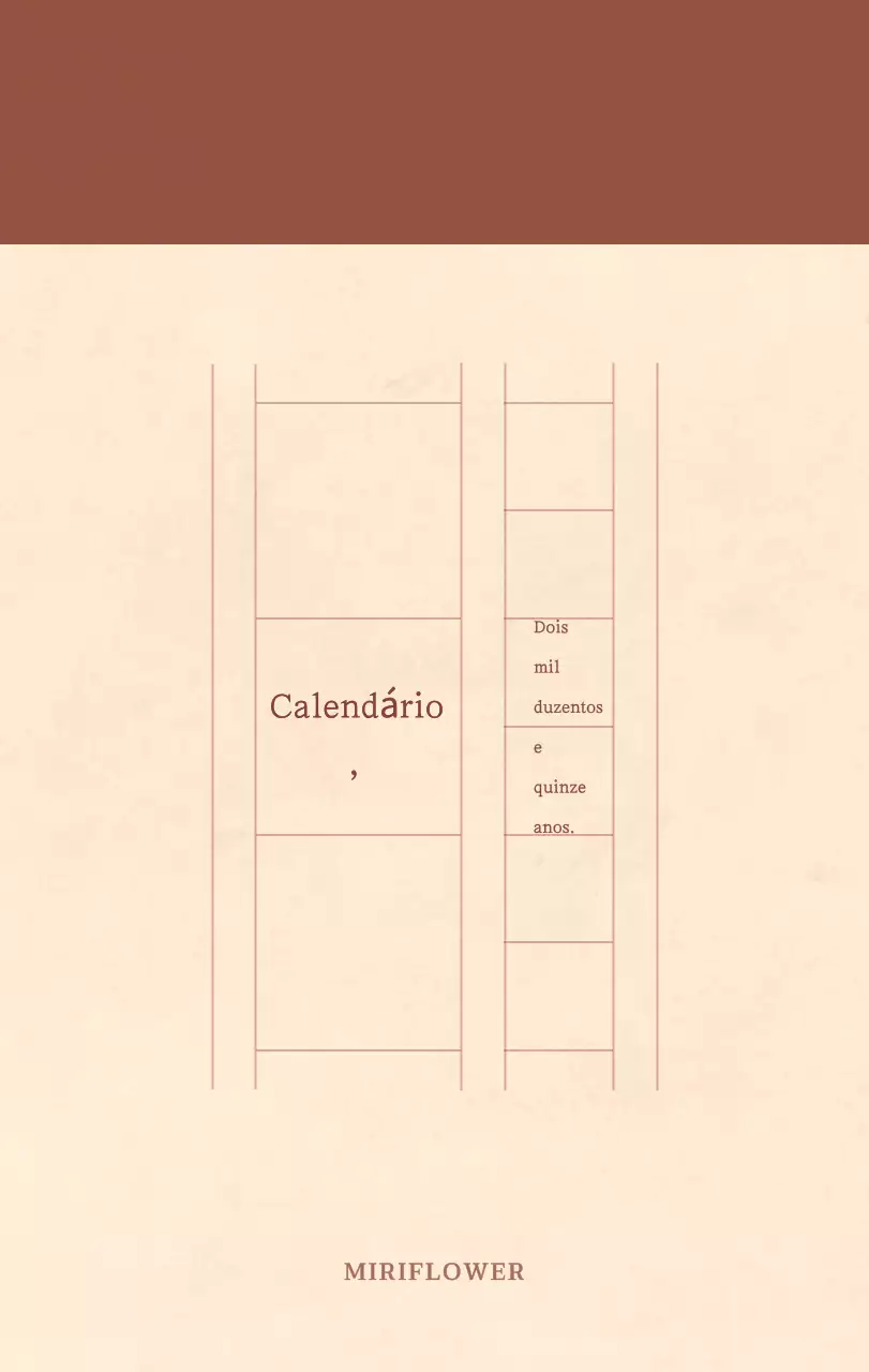 Um calendário florista sentimental num conceito de papel de lã castanho claro e castanho