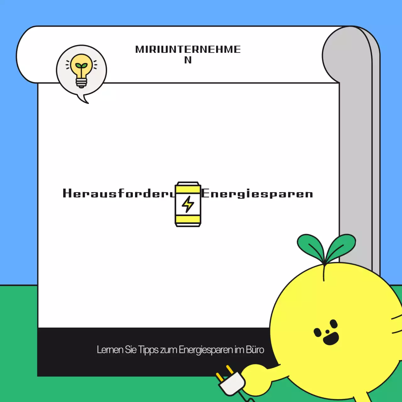 Eine niedliche Energiesparkampagne in Hellblau und Grün