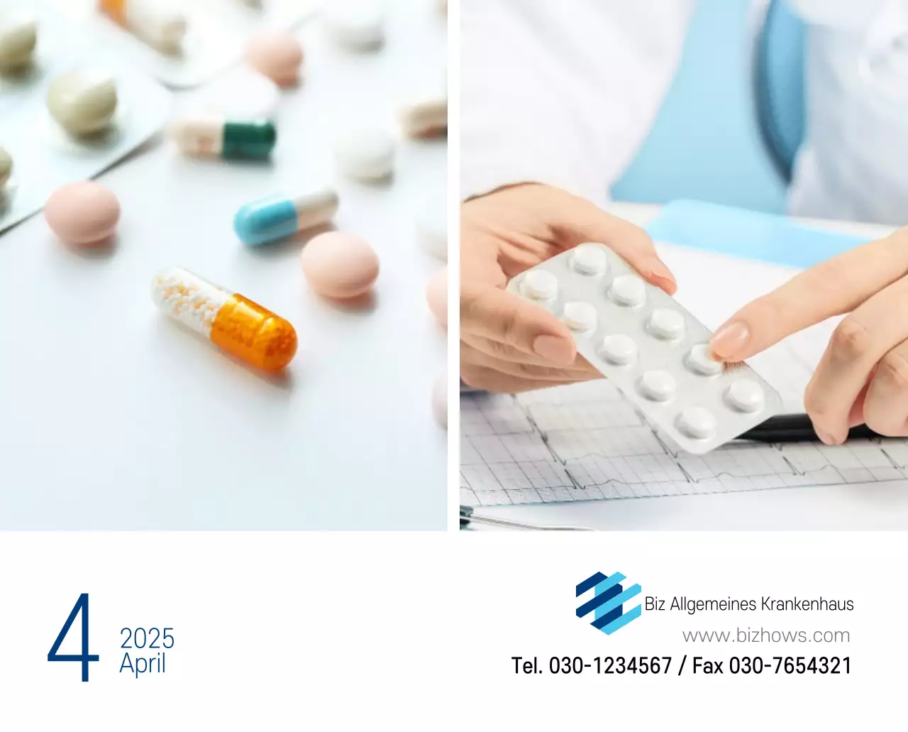 Marineblauer einfacher Krankenhaus-Werbekalender