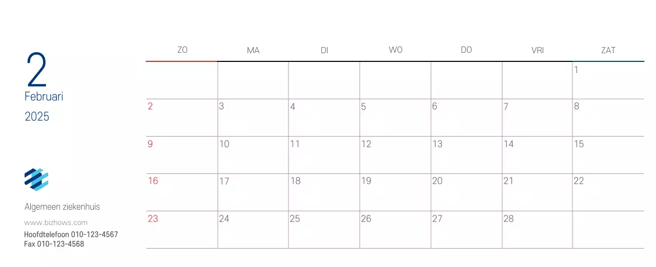 Navy Witte Eenvoudige Ziekenhuis Promotiekalender