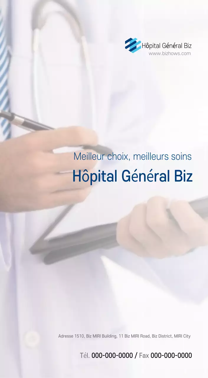 Calendrier promotionnel d'hôpital simple blanc marine