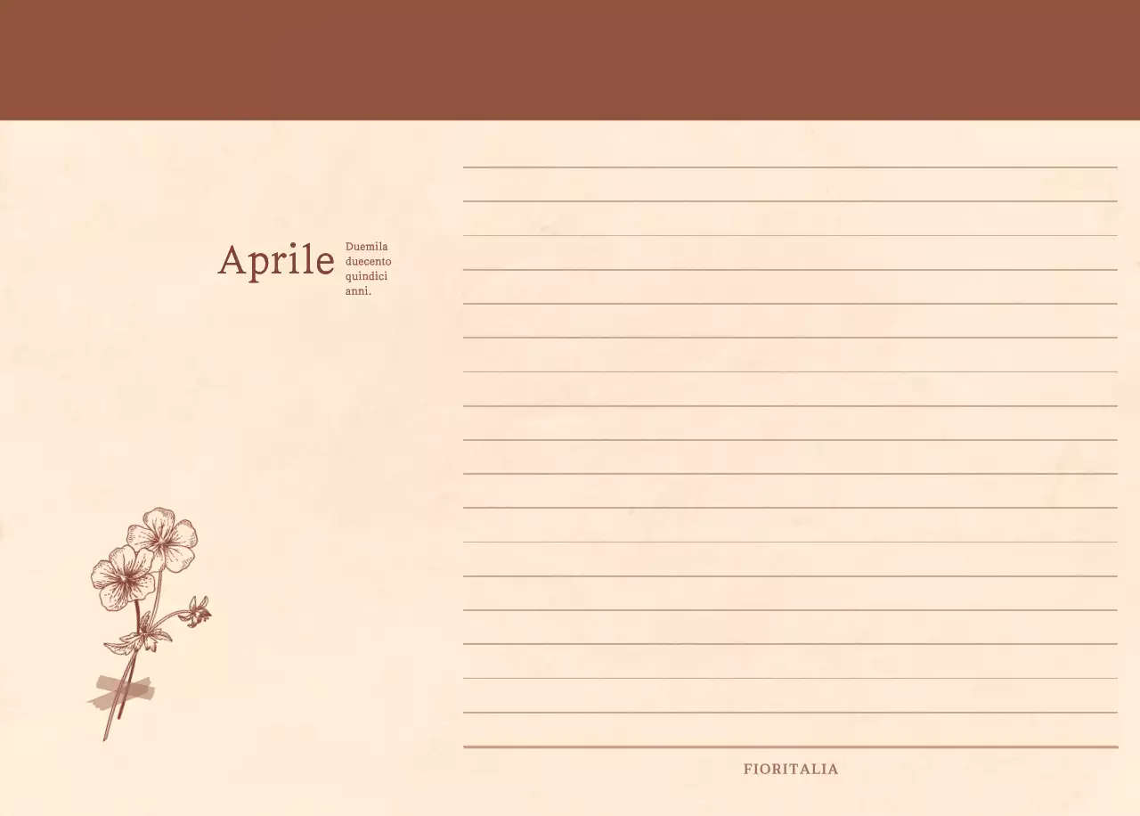 Un calendario sentimentale per fioristi in carta di lana marrone chiaro e marrone.