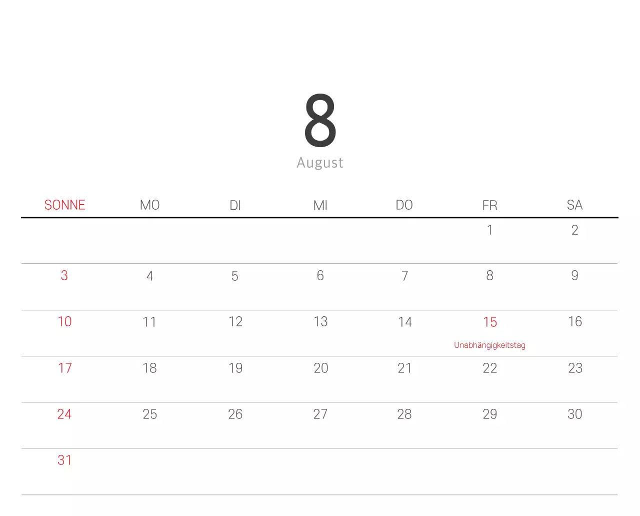 Weißer sauberer botanischer Naturkalender