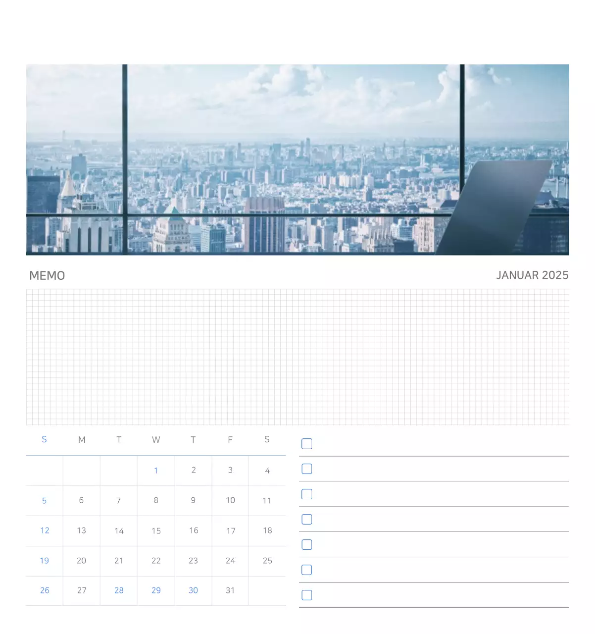 Blauer minimalistischer Firmenkalender Anzeige