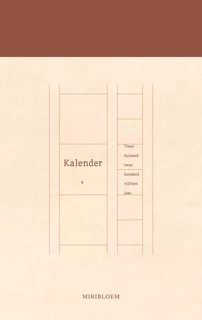 Een sentimentele bloemenkalender in lichtbruin en bruin wollen papierconcept