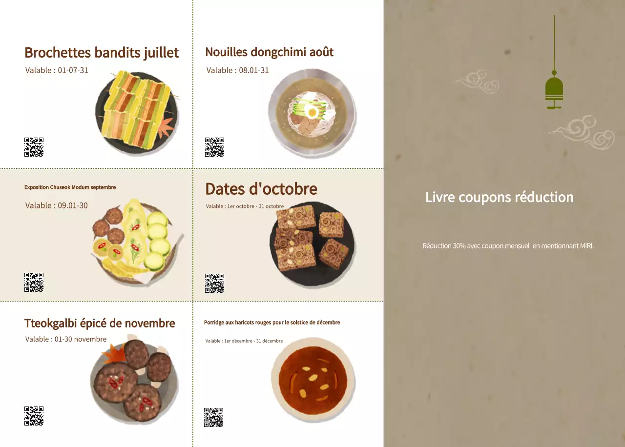 Calendrier de l'alimentation traditionnelle beige