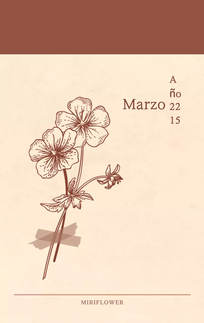 Un calendario sentimental de floristería en papel de lana marrón claro y marrón concepto