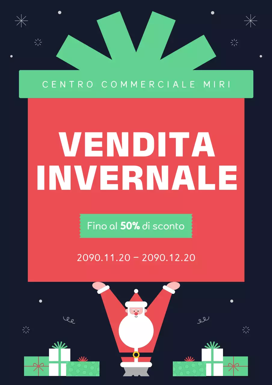 Promuovere una vendita invernale kitsch in rosso e verde