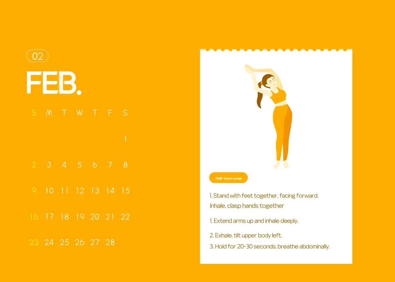 Kalender Promosi Yoga Minimalis Oranye