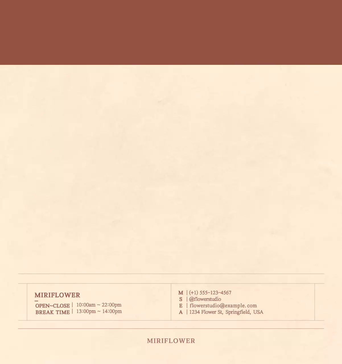 Kalender toko bunga sentimental dengan konsep kertas tenun berwarna coklat muda dan coklat