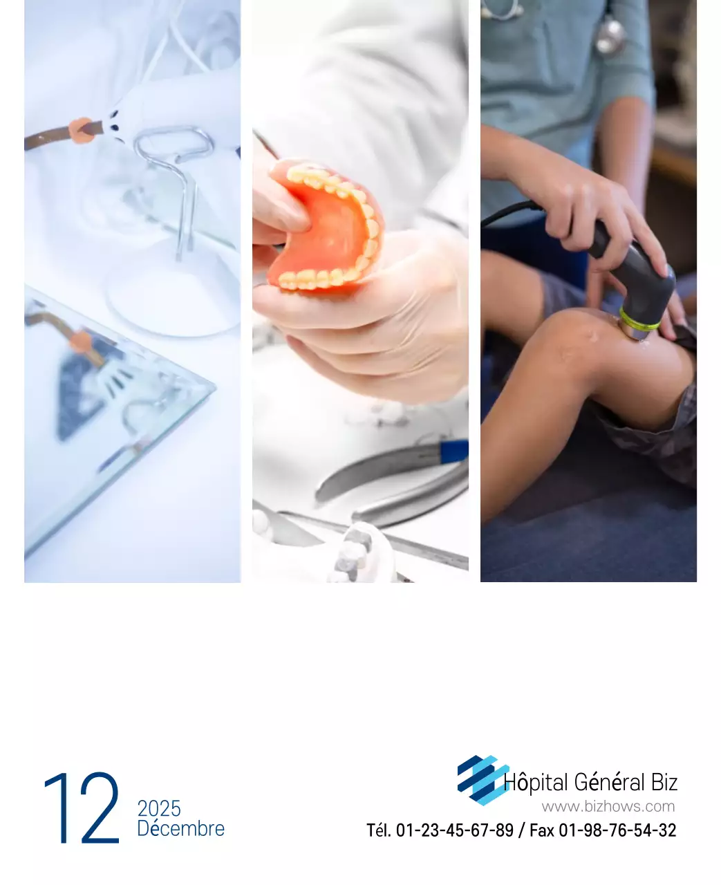 Calendrier promotionnel d'hôpital simple blanc marine