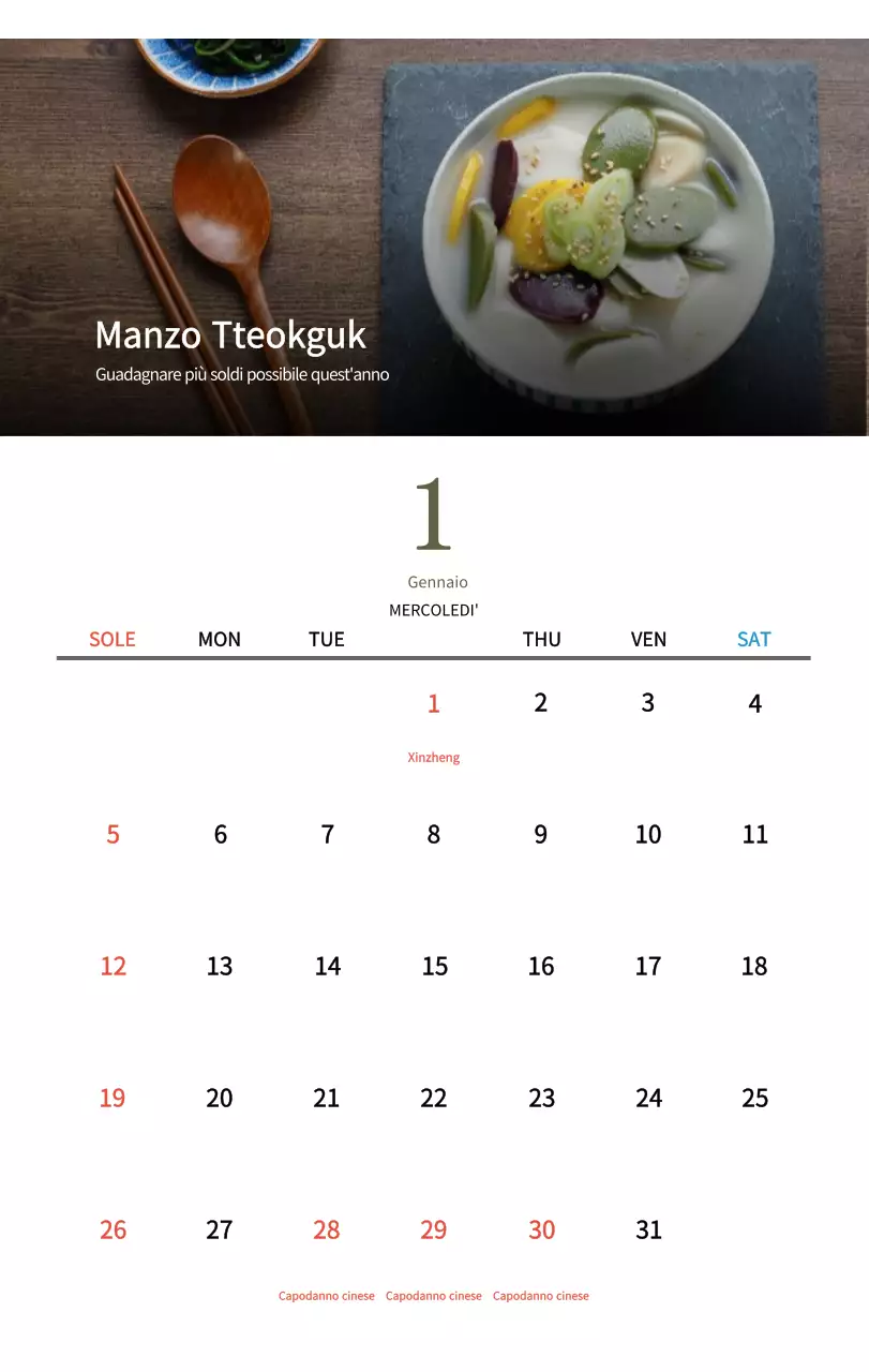 Calendario alimentare tradizionale beige