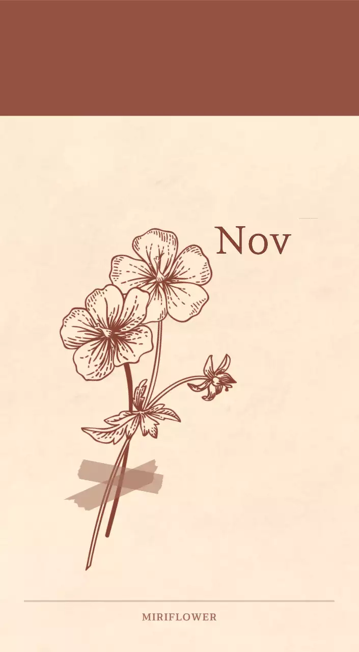 Kalender toko bunga sentimental dengan konsep kertas tenun berwarna coklat muda dan coklat