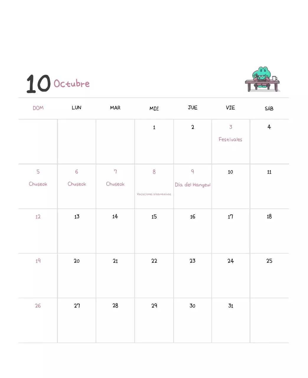 Un calendario con un bonito concepto de ilustración de Ago