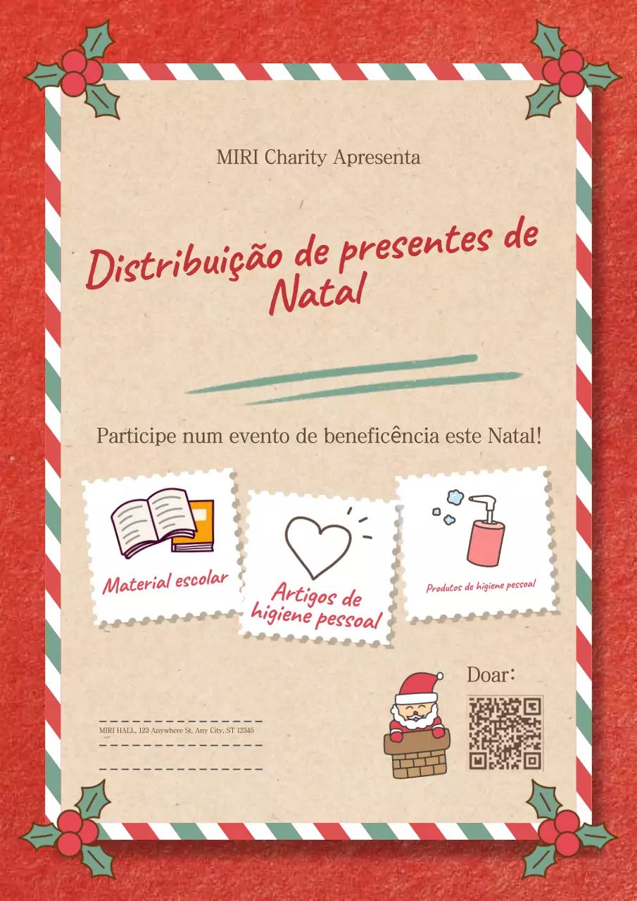 Cartaz de Natal para fins caritativos do Doodle vermelho