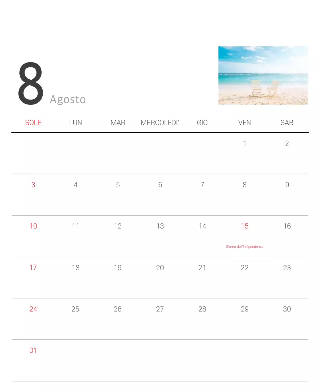 Calendario botanico naturale bianco e pulito