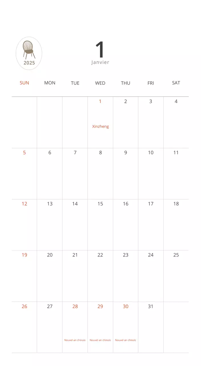 Calendrier intérieur minimaliste beige