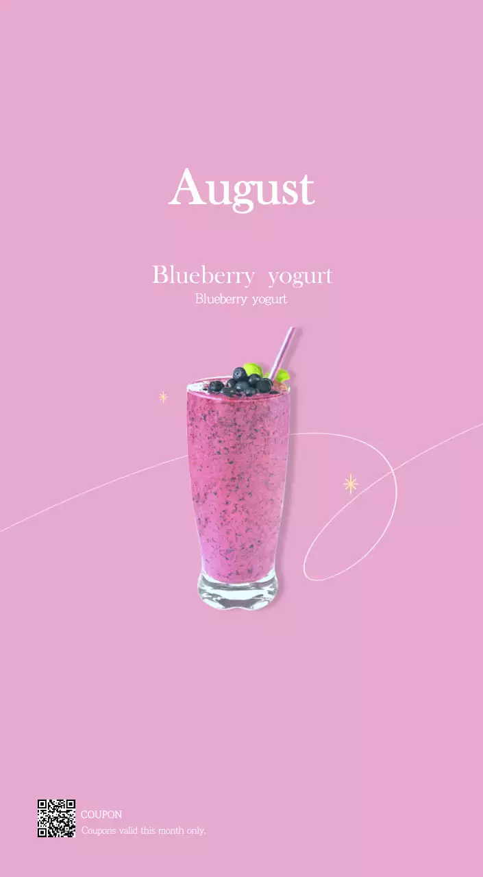 A modern cafe calendar with drink of the month recommendations