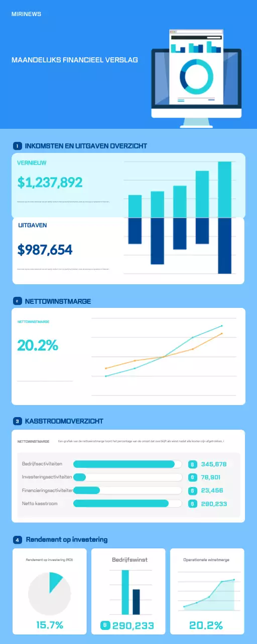 blauw modern financieel verslag document