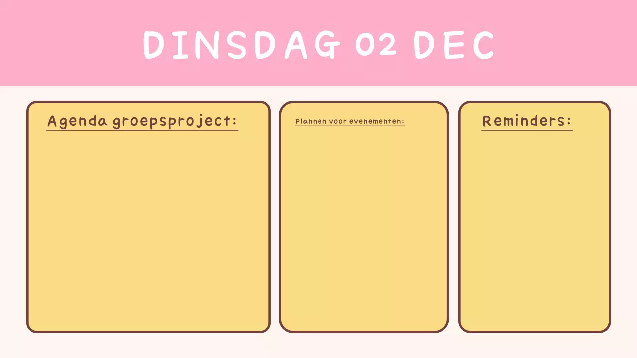 Eenvoudige gele klassenagenda voor school