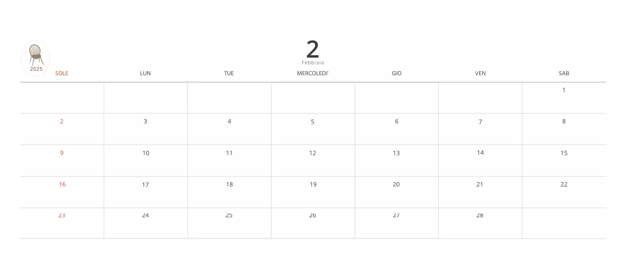 Calendario interno minimalista beige