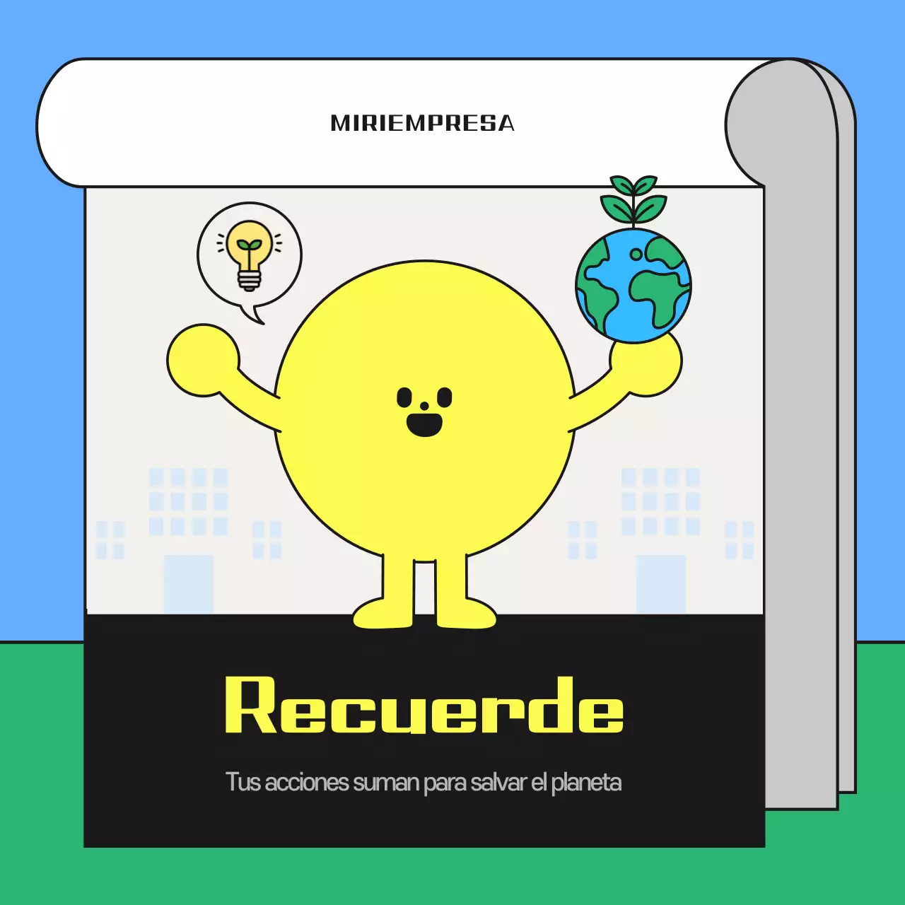 Una bonita campaña de ahorro energético en azul claro y verde
