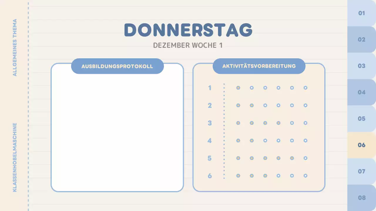 blauer einfarbiger Klassenplaner