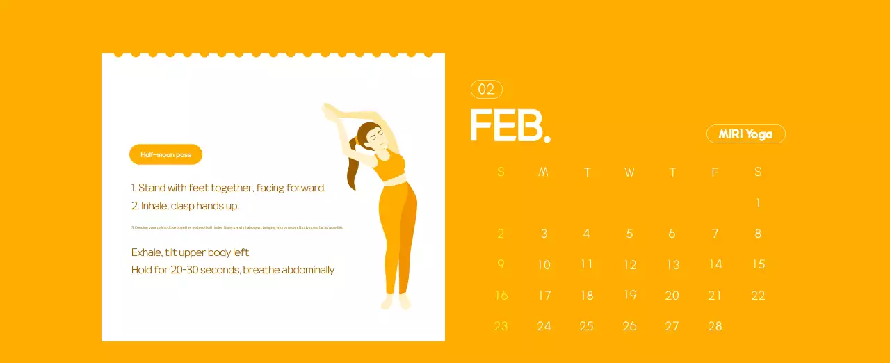 Orange Minimalist Yoga Promotional Calendar