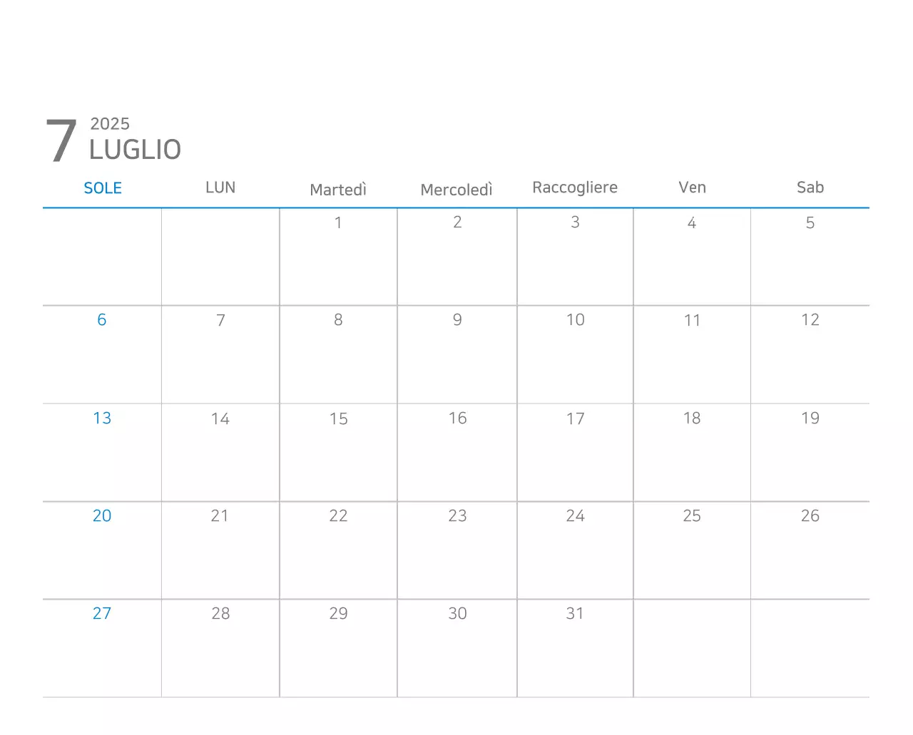 Calendario moderno blu Calendario moderno blu