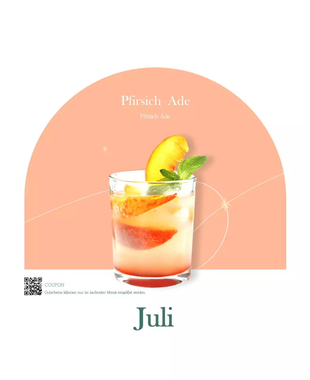 Ein moderner Café-Kalender mit Empfehlungen für das Getränk des Monats