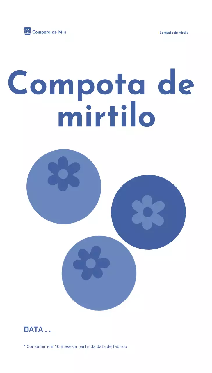 Etiqueta de identificação simples azul para embalagens de alimentos