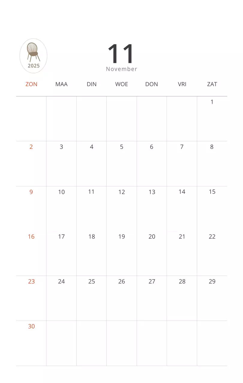 Beige minimalistische interieurkalender