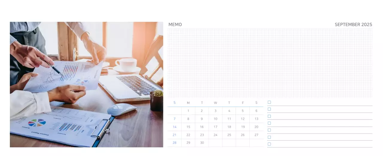 Blauwe moderne kalender bedrijfspromoties