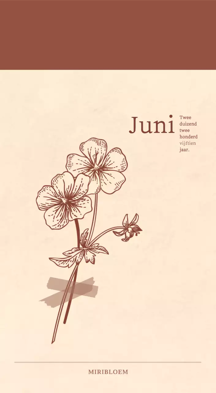 Een sentimentele bloemenkalender in lichtbruin en bruin wollen papierconcept