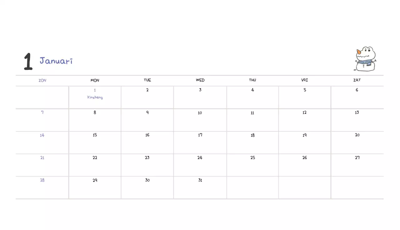 Een kalender met een schattig Ago-illustratieconcept