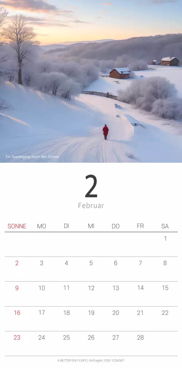 Weißer sauberer botanischer Naturkalender