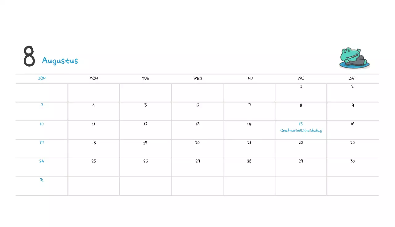 Een kalender met een schattig Ago-illustratieconcept