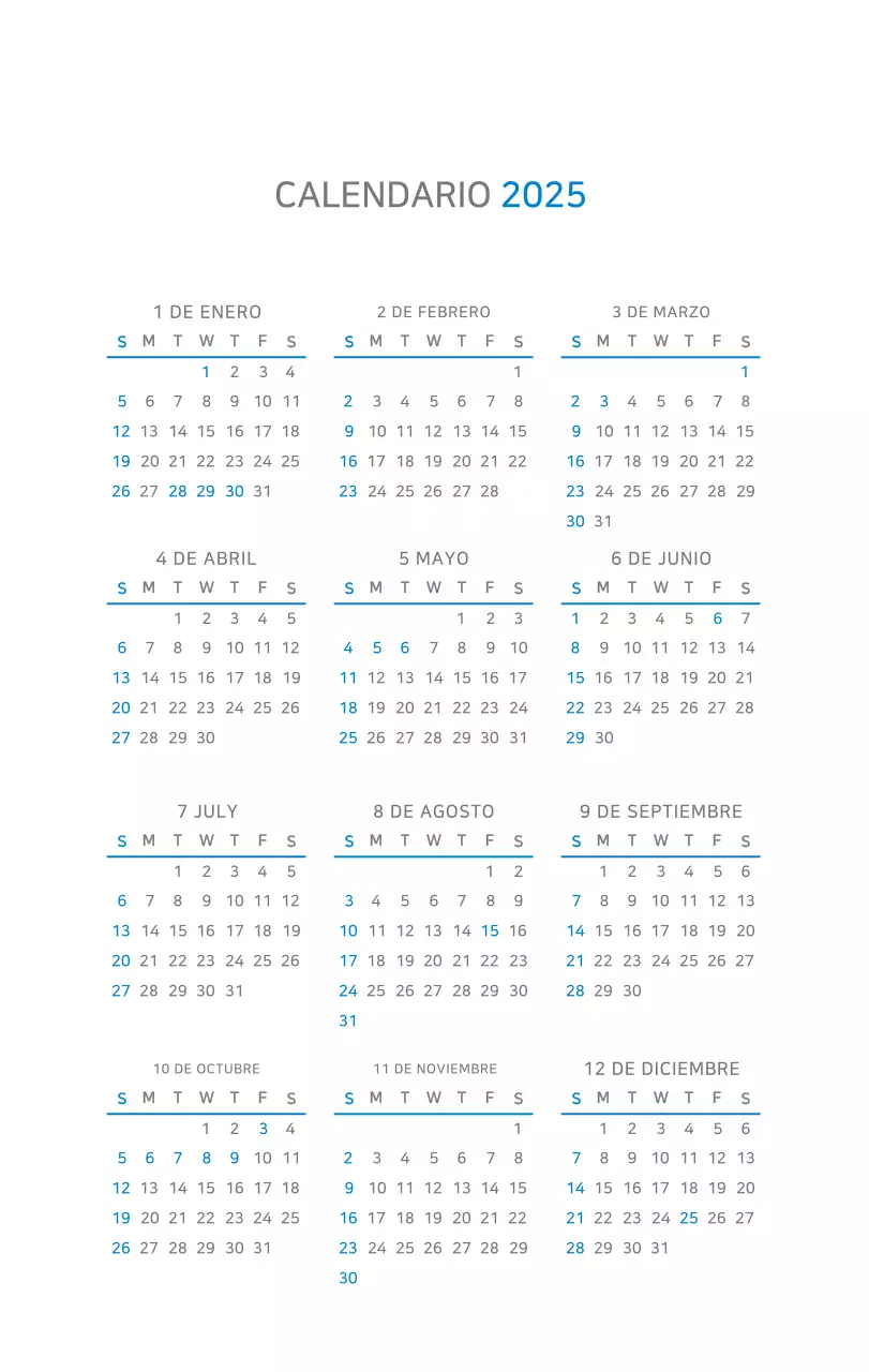 Calendario moderno azul Promociones de empresa