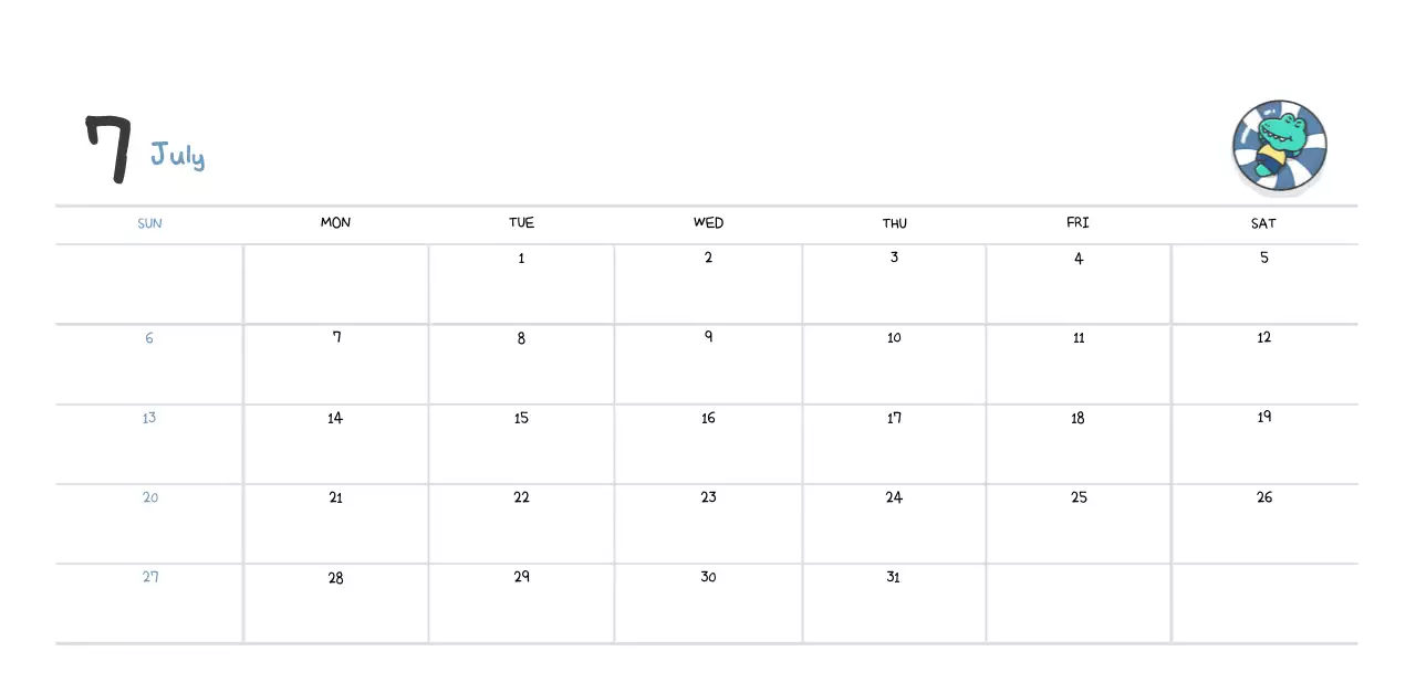 A calendar with a cute Argo illustration concept