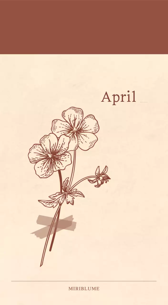 Ein sentimentaler Blumenkalender in hellbraunem und braunem Wollpapierkonzept