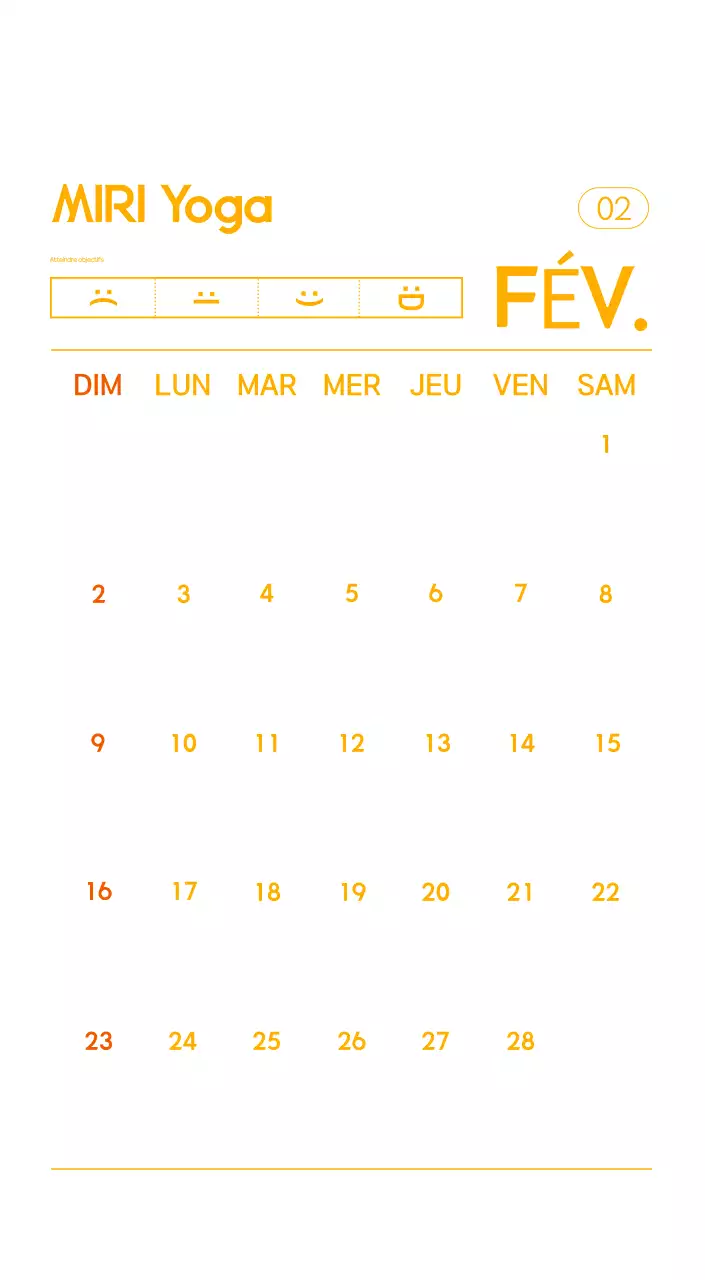 Calendrier promotionnel de yoga minimaliste orange