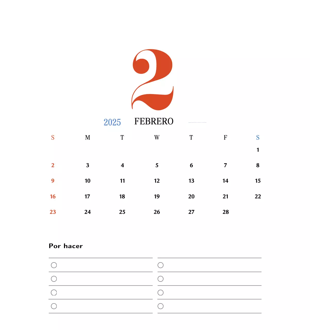 Calendario retro concept memory en rojo