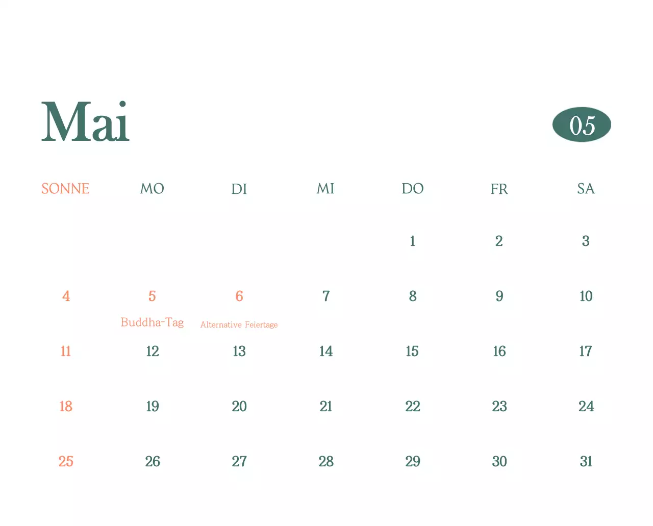 Ein moderner Café-Kalender mit Empfehlungen für das Getränk des Monats