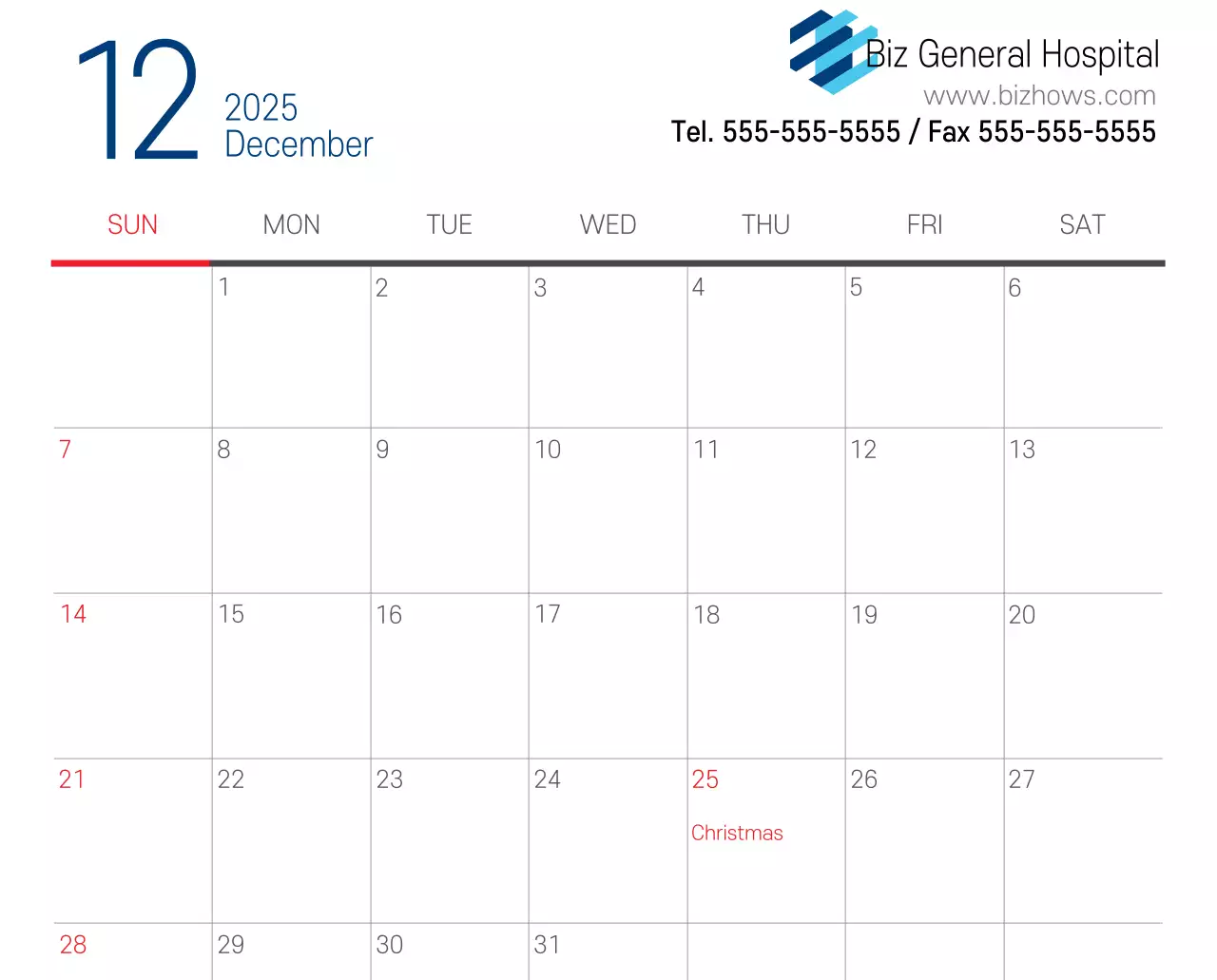 Kalender Promosi Rumah Sakit Sederhana Putih Angkatan Laut